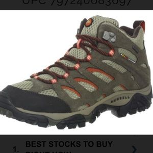 MERRELL Moab Mid Waterproof Hiking/Camping Boots, Size 9, Worn Once - PERFECT